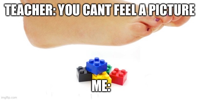 TEACHER: YOU CANT FEEL A PICTURE; ME: | image tagged in lego | made w/ Imgflip meme maker