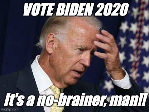 BIDEN 2020 - IT'S A NO-BRAINER | VOTE BIDEN 2020; It's a no-brainer, man!! | image tagged in 2020 elections,joe biden | made w/ Imgflip meme maker