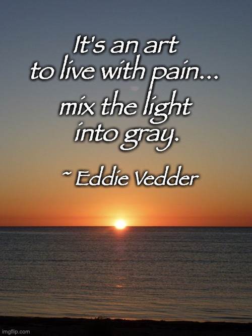 Light into Gray | It's an art 
to live with pain... mix the light 
into gray. ~ Eddie Vedder | image tagged in sunset | made w/ Imgflip meme maker
