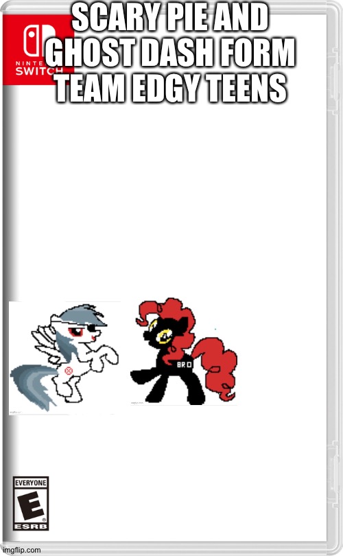 Team edgy teens! | SCARY PIE AND GHOST DASH FORM TEAM EDGY TEENS | image tagged in nintendo switch | made w/ Imgflip meme maker