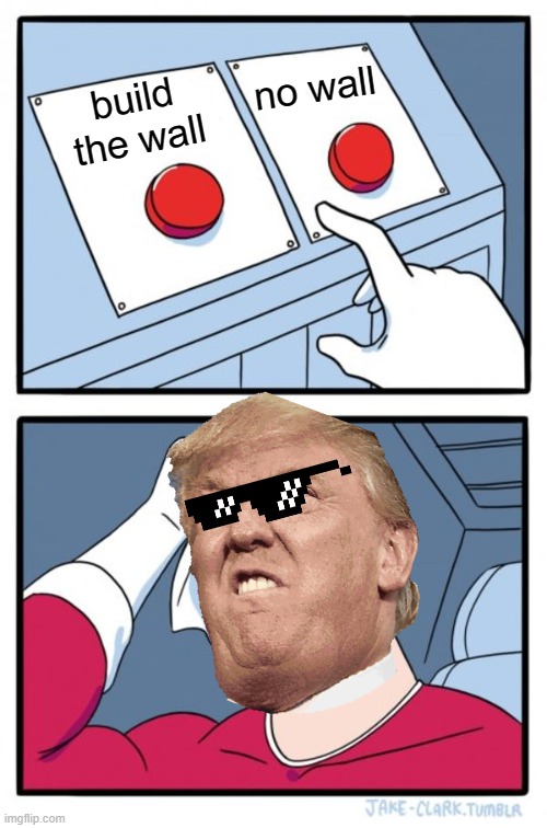 Two Buttons Meme | no wall; build the wall | image tagged in memes,two buttons | made w/ Imgflip meme maker