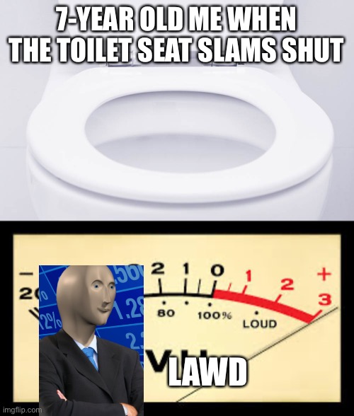 Laws | 7-YEAR OLD ME WHEN THE TOILET SEAT SLAMS SHUT; LAWD | image tagged in lawd,stonks,memes,funny memes,new memes | made w/ Imgflip meme maker