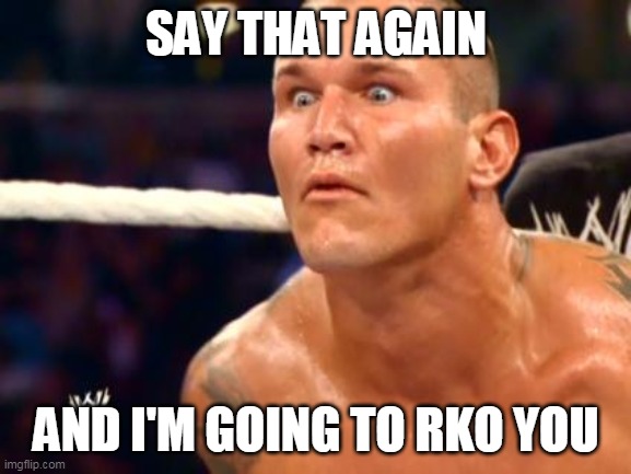 Randy Orton SAY THAT AGAIN; AND I'M GOING TO RKO YOU image tagged in r...