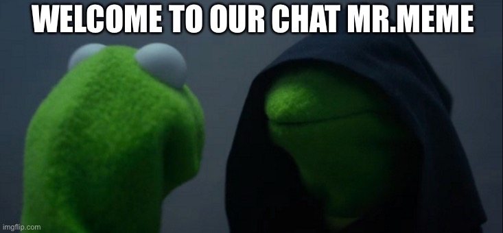 everyone mr.memethesecond has joined us | WELCOME TO OUR CHAT MR.MEME | image tagged in memes,evil kermit | made w/ Imgflip meme maker