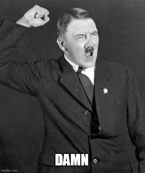 Angry Hitler | DAMN | image tagged in angry hitler | made w/ Imgflip meme maker