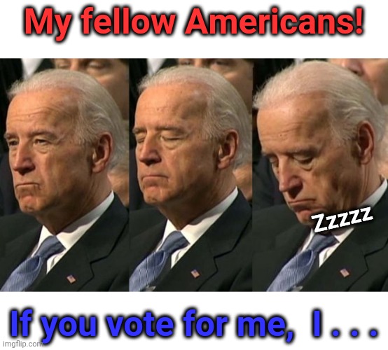 Sleepy Joe Biden: He knows the snore! Oops! I mean score.  He knows the SCORE! | My fellow Americans! Zzzzz; If you vote for me,  I . . . | image tagged in presidential race,joe biden,sleepy,shhhh | made w/ Imgflip meme maker
