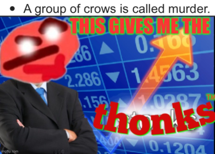 Hold up | image tagged in this gives me the thonks,a group of crows is called murder | made w/ Imgflip meme maker