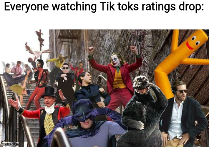 Improved dancing joker | Everyone watching Tik toks ratings drop: | image tagged in improved dancing joker | made w/ Imgflip meme maker
