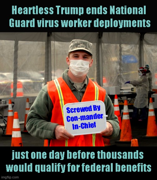 Screwed By Con-mander-In-Chief | image tagged in con-mander-in-chief,national guard,american politics | made w/ Imgflip meme maker