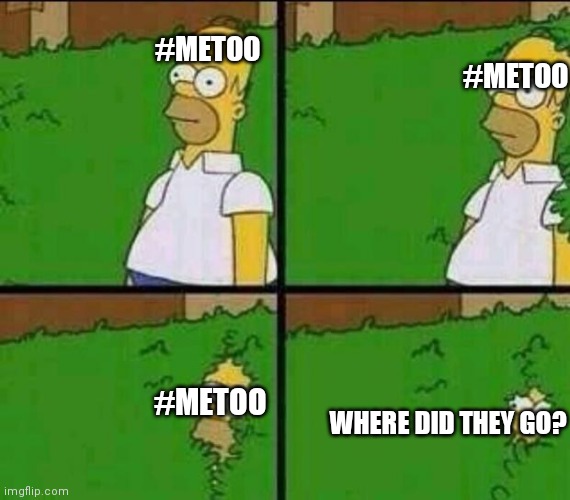 Homer Simpson in Bush - Large | #METOO #METOO #METOO WHERE DID THEY GO? | image tagged in homer simpson in bush - large | made w/ Imgflip meme maker