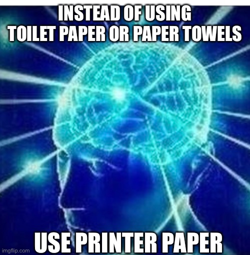 Uhh | INSTEAD OF USING TOILET PAPER OR PAPER TOWELS; USE PRINTER PAPER | image tagged in funny | made w/ Imgflip meme maker
