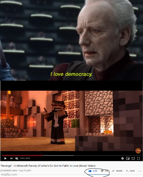 aw man | image tagged in i love democracy | made w/ Imgflip meme maker