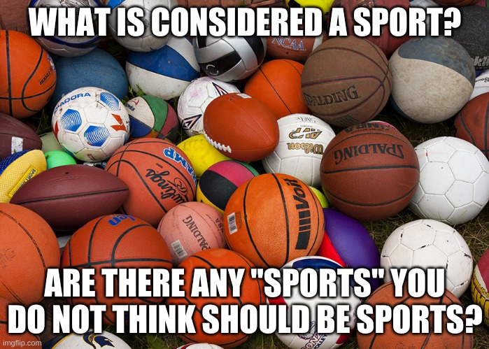 What is your definition of a sport? | WHAT IS CONSIDERED A SPORT? ARE THERE ANY "SPORTS" YOU DO NOT THINK SHOULD BE SPORTS? | image tagged in sports balls | made w/ Imgflip meme maker