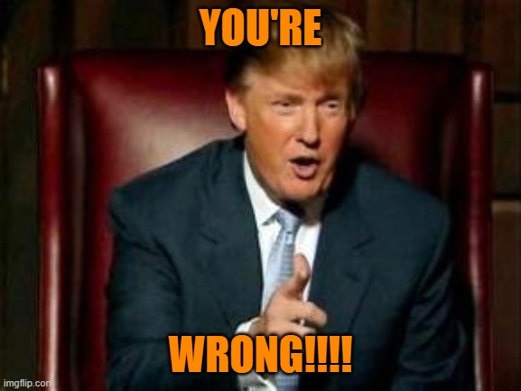 Donald Trump | YOU'RE WRONG!!!! | image tagged in donald trump | made w/ Imgflip meme maker