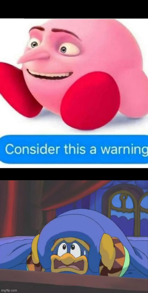 what is that thing lol | image tagged in scared dedede,kirby | made w/ Imgflip meme maker