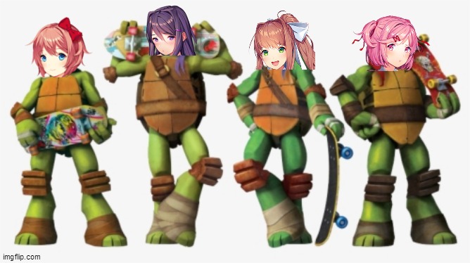 teenage mutant literature club | image tagged in doki doki literature club,teenage mutant ninja turtles | made w/ Imgflip meme maker