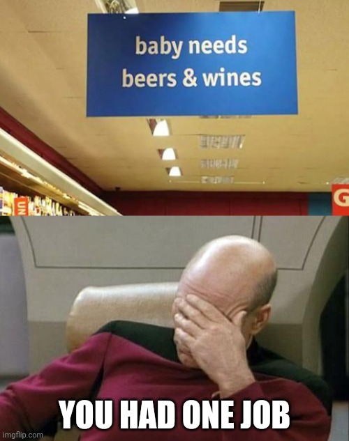 YOU HAD ONE JOB | image tagged in memes,captain picard facepalm | made w/ Imgflip meme maker