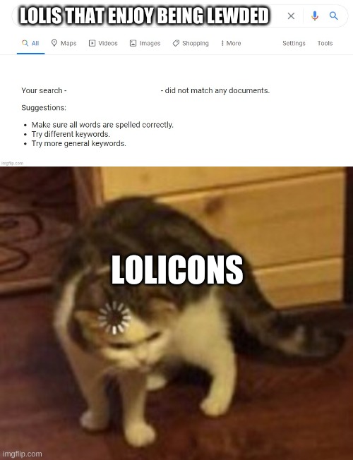 LOLIS THAT ENJOY BEING LEWDED; LOLICONS | image tagged in loading cat,nothing | made w/ Imgflip meme maker