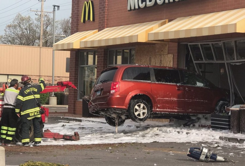 High Quality car crashed in Mcdonalds Blank Meme Template