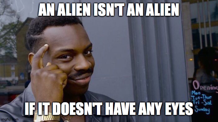 Roll Safe Think About It | AN ALIEN ISN'T AN ALIEN; IF IT DOESN'T HAVE ANY EYES | image tagged in memes,roll safe think about it | made w/ Imgflip meme maker