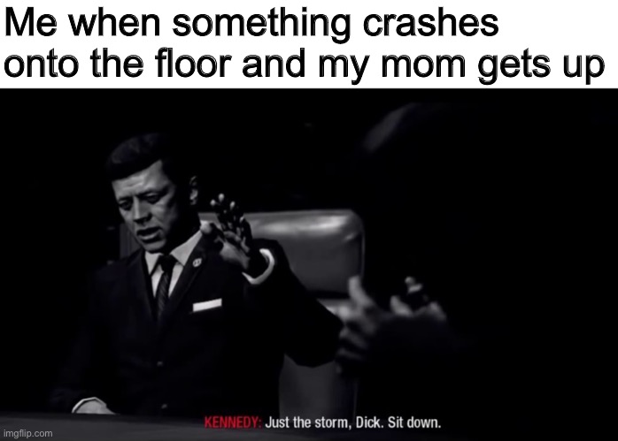 It’s Mother’s Day, mom, you should rest. | Me when something crashes onto the floor and my mom gets up | image tagged in just the storm dick,memes,mothers day,call of duty,john f kennedy | made w/ Imgflip meme maker
