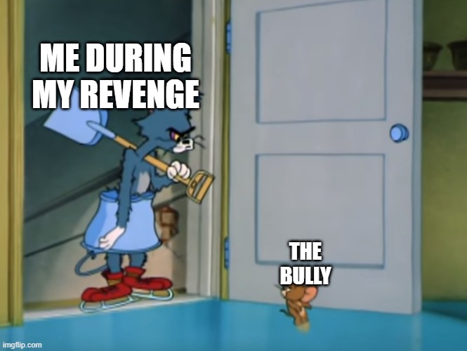 ME DURING MY REVENGE; THE BULLY | image tagged in tom and jerry,tom and jerry meme | made w/ Imgflip meme maker