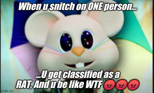 Takashi 6ix9ine Rat Meme | When u snitch on ONE person... ...U get classified as a RAT, And u be like WTF 😡😡😡 | image tagged in memes,funny,funny memes | made w/ Imgflip meme maker