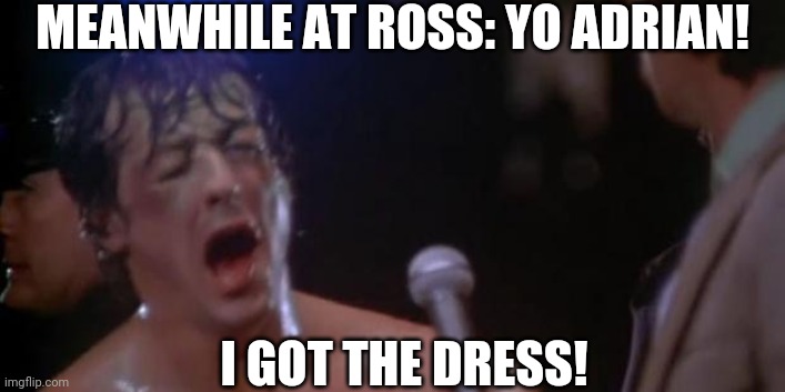 Rocky Adrian | MEANWHILE AT ROSS: YO ADRIAN! I GOT THE DRESS! | image tagged in rocky adrian | made w/ Imgflip meme maker