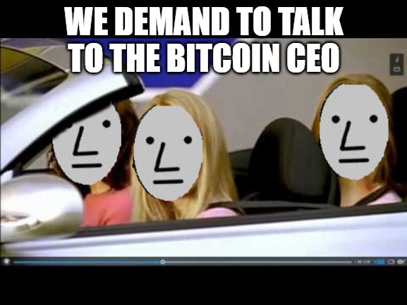 Karens Bitcoin NPC |  WE DEMAND TO TALK TO THE BITCOIN CEO | image tagged in loser npc,bitcoin,karen,btc,bitcoin ceo,npc meme | made w/ Imgflip meme maker