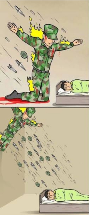 Soldier protecting vs soldier attacking Blank Meme Template