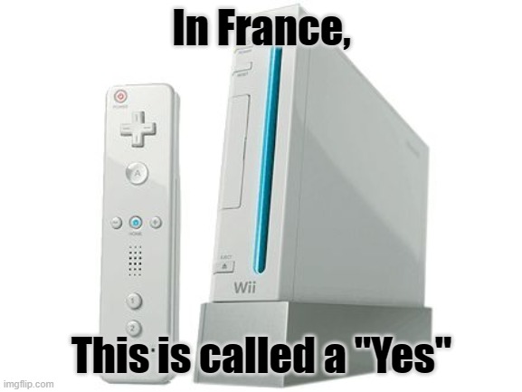 I'm not French, I'm Filipino | In France, This is called a "Yes" | image tagged in wii,france | made w/ Imgflip meme maker