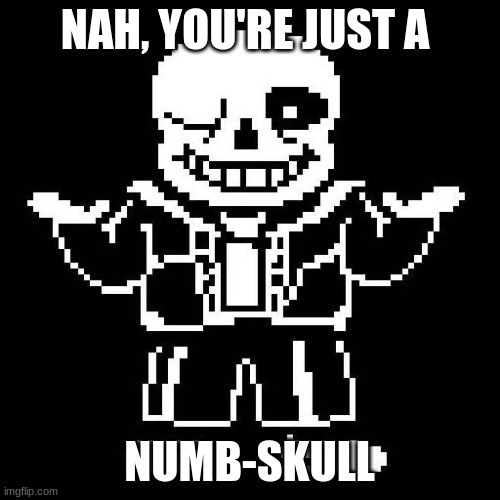 sans undertale | NAH, YOU'RE JUST A NUMB-SKULL | image tagged in sans undertale | made w/ Imgflip meme maker