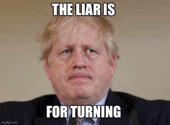The liar is for turning | THE LIAR IS; FOR TURNING | image tagged in boris johnson,crimes johnson,tories,coronavirus,nhs,politics | made w/ Imgflip meme maker