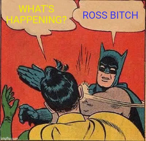Batman Slapping Robin Meme | WHAT'S HAPPENING? ROSS BITCH | image tagged in memes,batman slapping robin | made w/ Imgflip meme maker