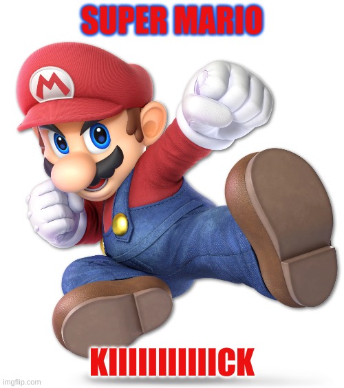 Mario | SUPER MARIO; KIIIIIIIIIIICK | image tagged in kick | made w/ Imgflip meme maker