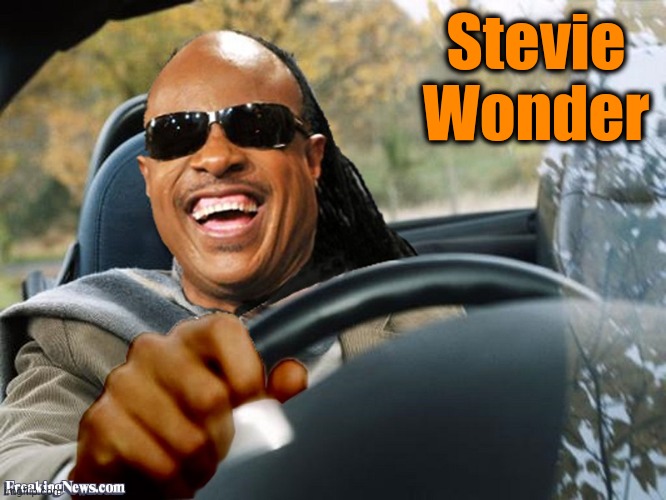 Stevie Wonder Driving | Stevie Wonder | image tagged in stevie wonder driving | made w/ Imgflip meme maker