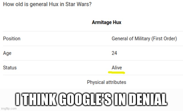 Hmmmm... | I THINK GOOGLE'S IN DENIAL | image tagged in star wars | made w/ Imgflip meme maker