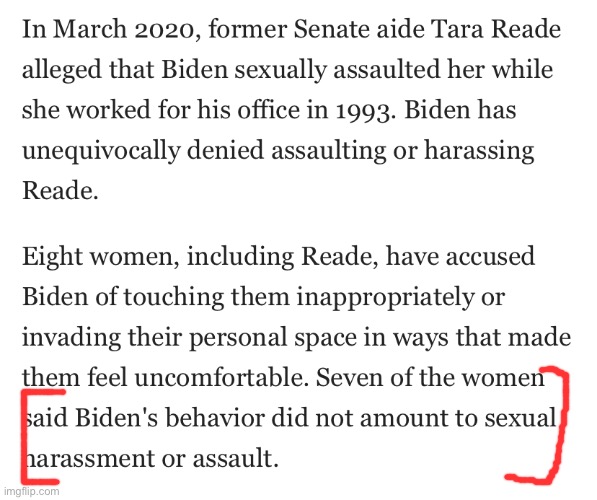 Why I only count Tara Reade and not these others. | image tagged in biden accusers,sexual assault,sexual harassment,joe biden,biden,metoo | made w/ Imgflip meme maker