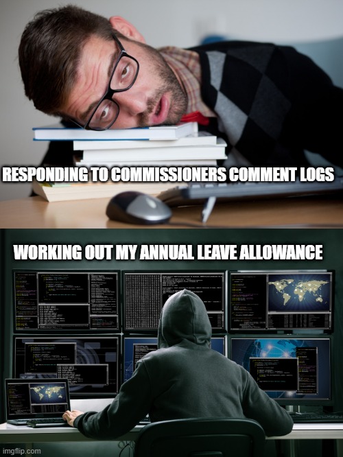 Elec Eng in a nut sack | RESPONDING TO COMMISSIONERS COMMENT LOGS; WORKING OUT MY ANNUAL LEAVE ALLOWANCE | image tagged in engineering,the office | made w/ Imgflip meme maker
