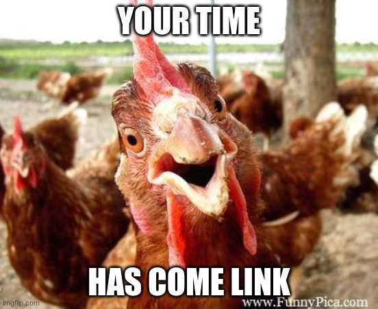 YOUR TIME HAS COME LINK | image tagged in chicken | made w/ Imgflip meme maker