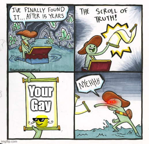 The Scroll Of Truth | Your Gay | image tagged in memes,the scroll of truth | made w/ Imgflip meme maker