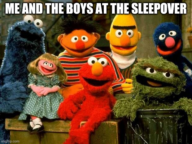 Elmo and Friends | ME AND THE BOYS AT THE SLEEPOVER | image tagged in elmo and friends | made w/ Imgflip meme maker