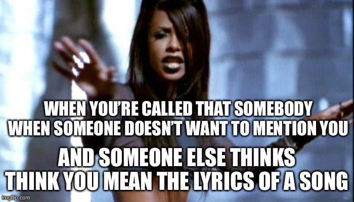 That Somebody? | WHEN YOU’RE CALLED THAT SOMEBODY WHEN SOMEONE DOESN’T WANT TO MENTION YOU; AND SOMEONE ELSE THINKS THINK YOU MEAN THE LYRICS OF A SONG | image tagged in are you that somebody | made w/ Imgflip meme maker