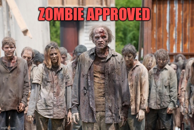 zombies | ZOMBIE APPROVED | image tagged in zombies | made w/ Imgflip meme maker