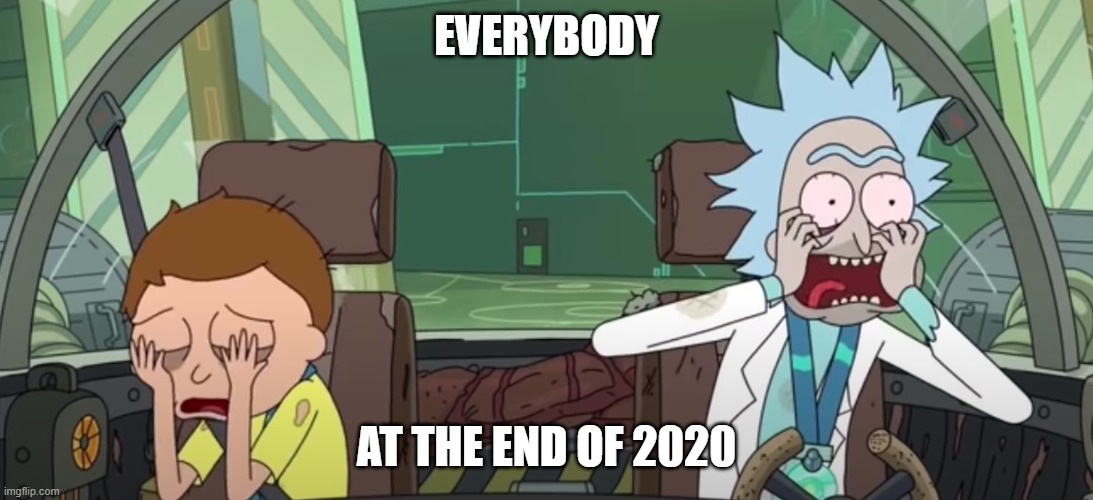 Rick and Morrty at the end EVERYBODY; AT THE END OF 2020 image tagged in ri...