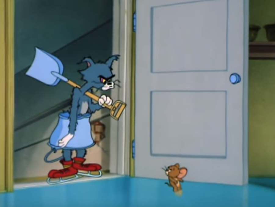 Tom with shovel and Jerry Blank Meme Template