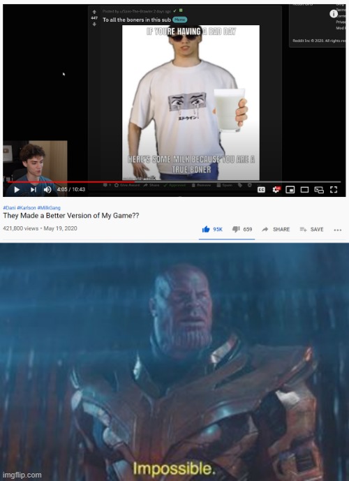 WHAT? | image tagged in thanos impossible | made w/ Imgflip meme maker