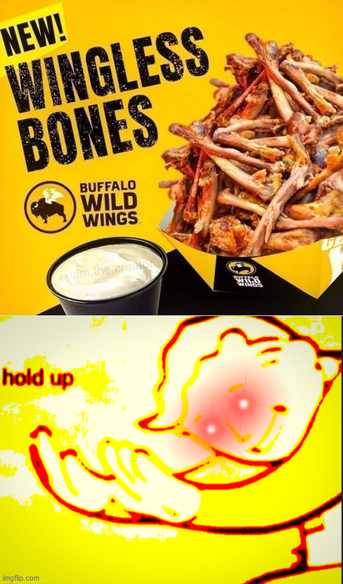 image tagged in deep fried hold up,chicken wings | made w/ Imgflip meme maker