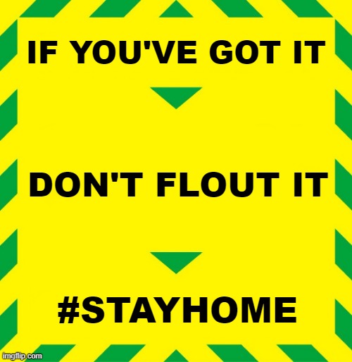 Don't flout it | IF YOU'VE GOT IT; DON'T FLOUT IT; #STAYHOME | image tagged in stay alert,coronavirus,coronavirus meme,corona virus | made w/ Imgflip meme maker