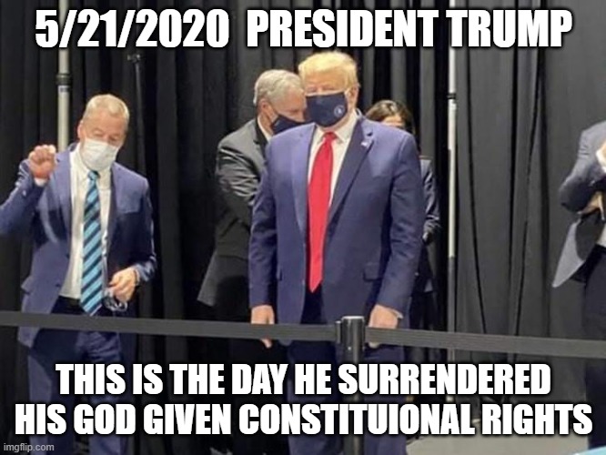 Trump | 5/21/2020  PRESIDENT TRUMP; THIS IS THE DAY HE SURRENDERED HIS GOD GIVEN CONSTITUIONAL RIGHTS | image tagged in civil rights,bill of rights | made w/ Imgflip meme maker